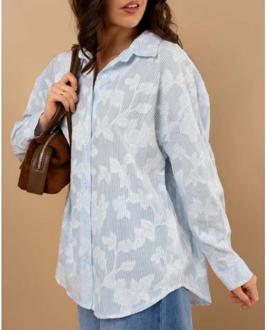 Chemise fleurs brodées