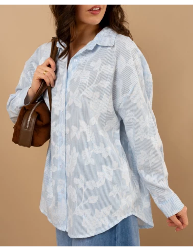 Chemise fleurs brodées