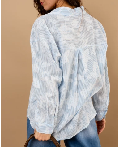 Chemise fleurs brodées