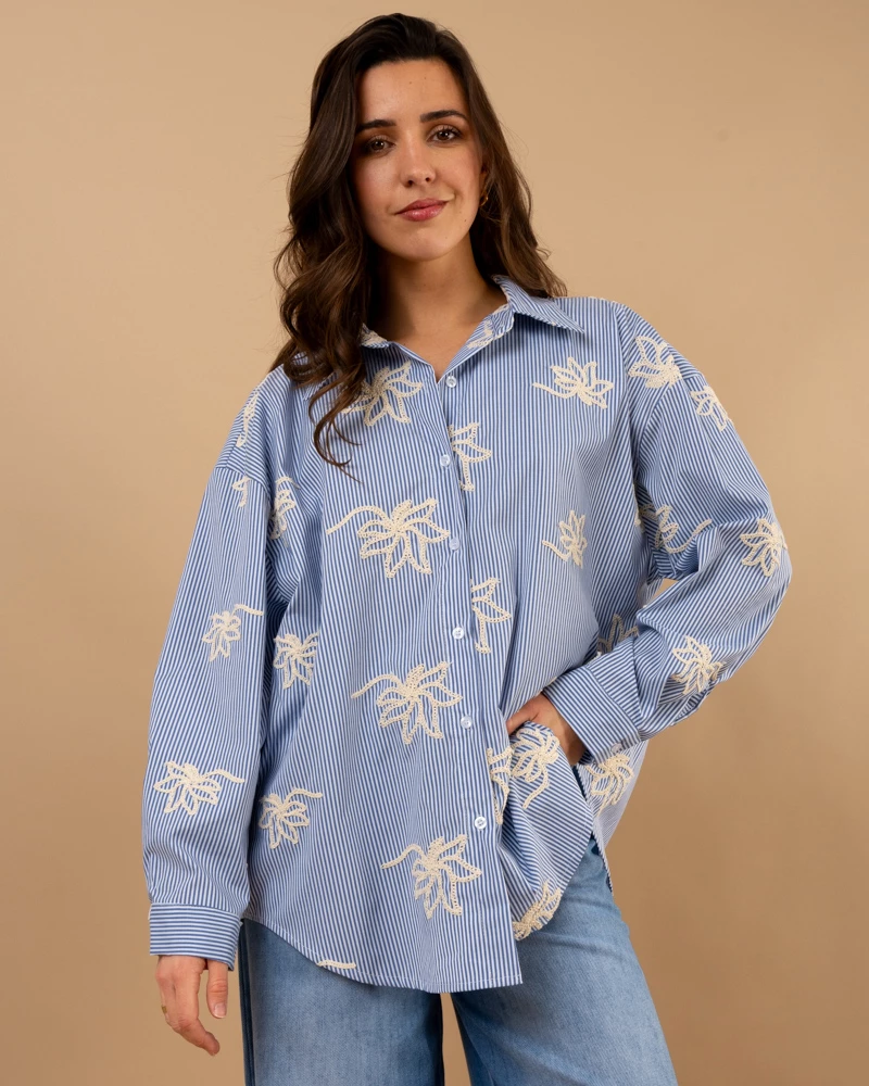 Chemise rayée fleurs