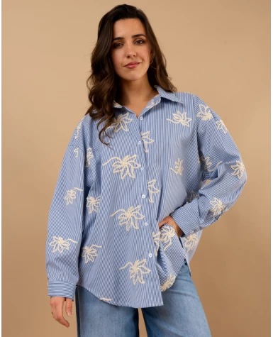 Chemise rayée fleurs
