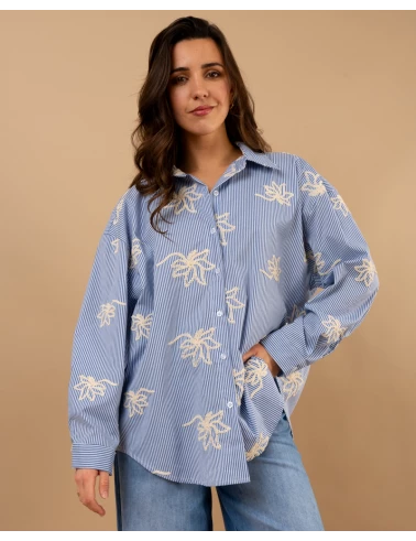 Chemise rayée fleurs