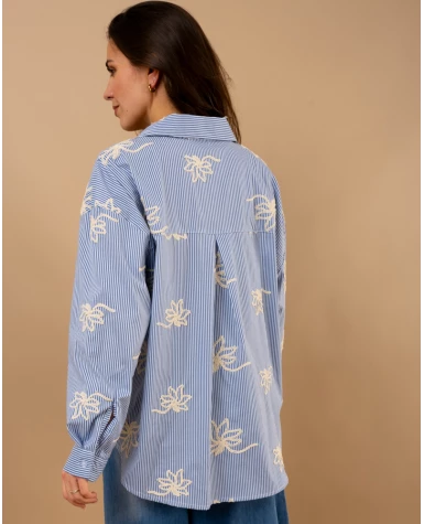 Chemise rayée fleurs