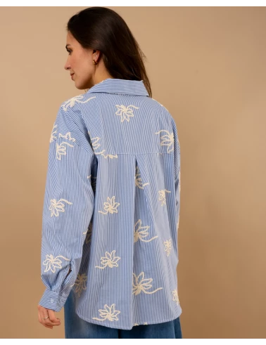 Chemise rayée fleurs