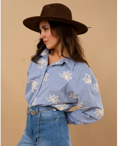 Chemise rayée fleurs