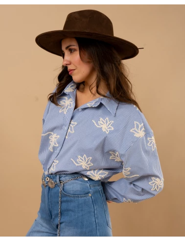 Chemise rayée fleurs