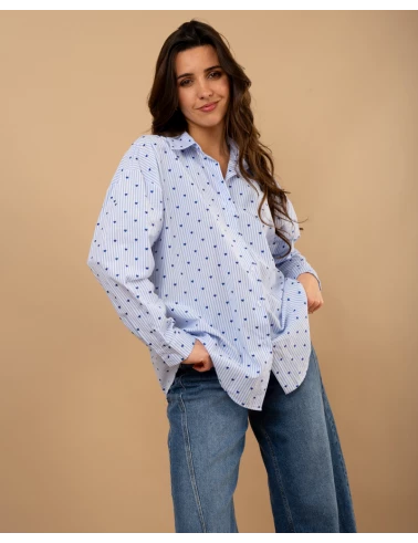 Chemise coeurs brodés