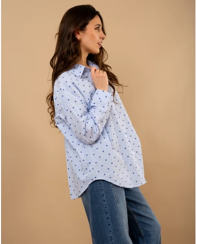 Chemise coeurs brodés