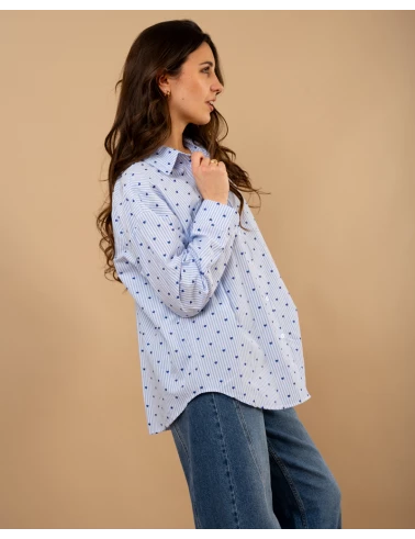 Chemise coeurs brodés