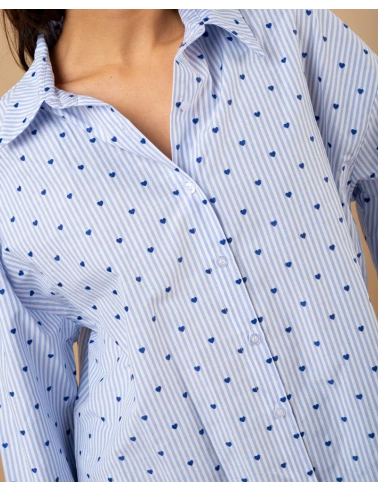 Chemise coeurs brodés