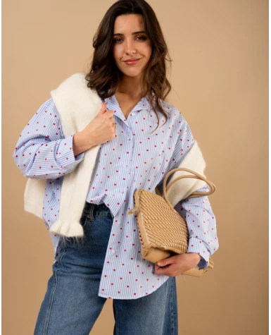Chemise coeurs brodés