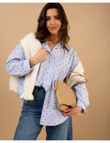 Chemise coeurs brodés