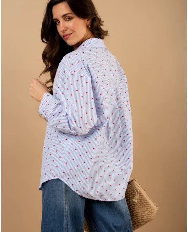 Chemise coeurs brodés