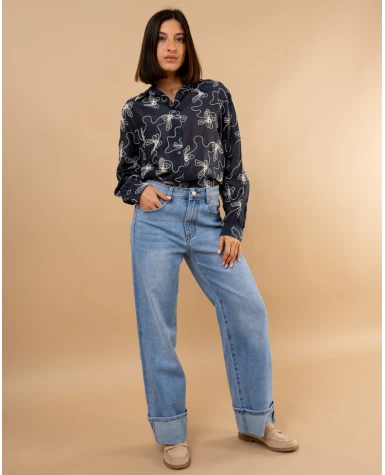 Jean large revers