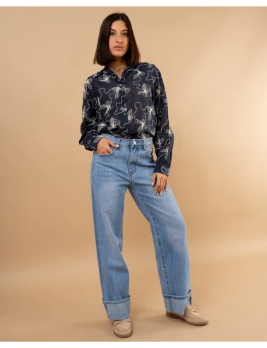 Jean large revers