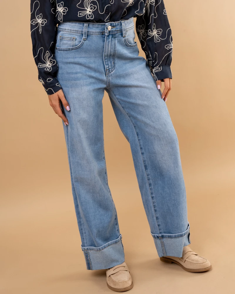 Jean large revers