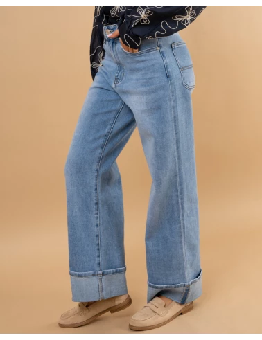 Jean large revers