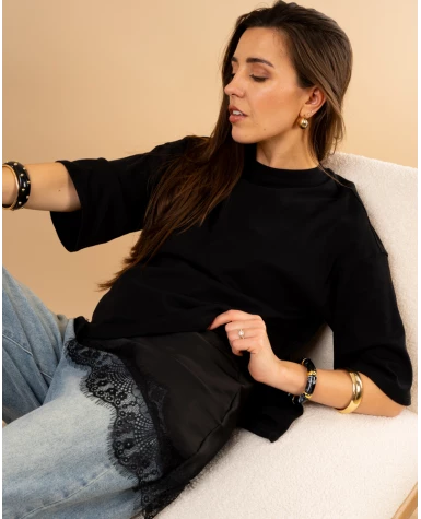 Débardeur dentelle asymétrique