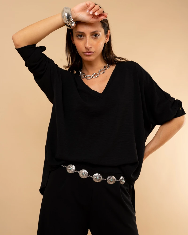 Blouse col en v