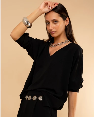 Blouse col en v