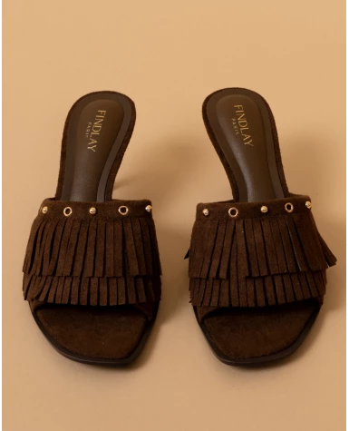 Mules talons franges