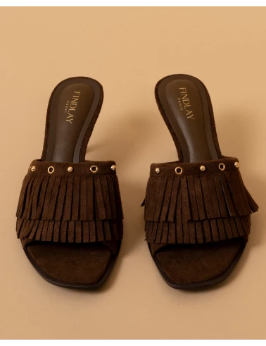 Mules talons franges