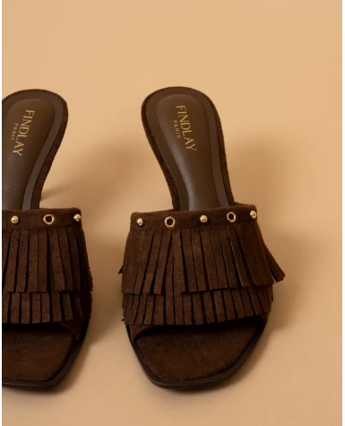 Mules talons franges