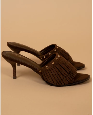 Mules talons franges