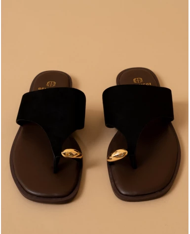 Tongs suédine bague