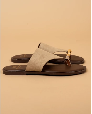 Tongs suédine bague