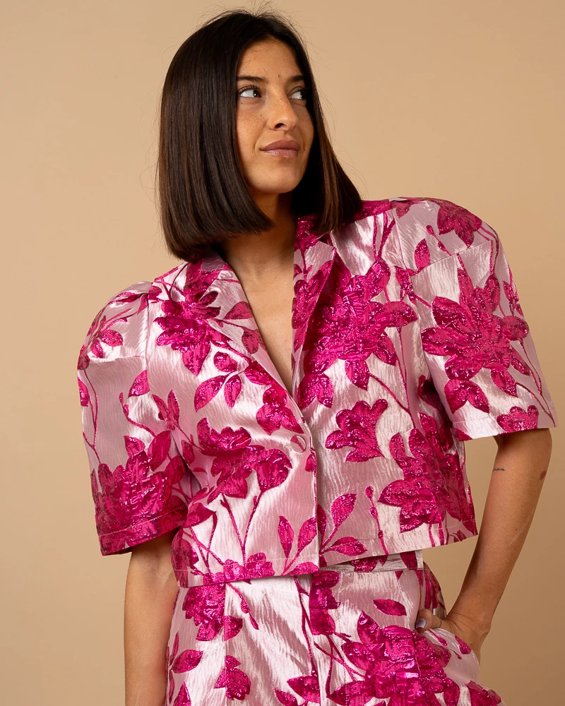 Veste courte fleurs