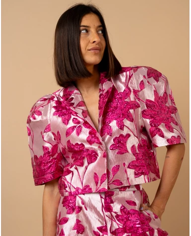 Veste courte fleurs