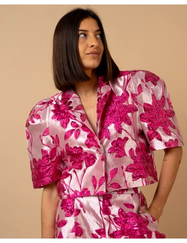 Veste courte fleurs