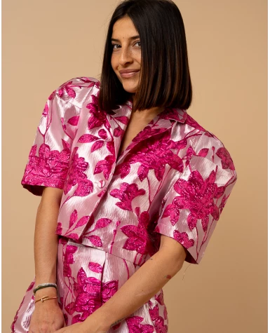 Veste courte fleurs