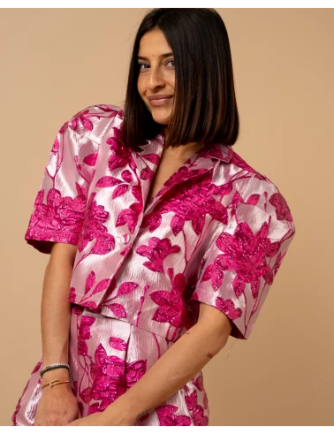 Veste courte fleurs