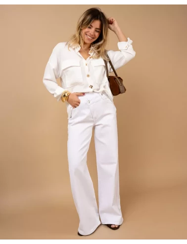 Pantalon boutons décalés