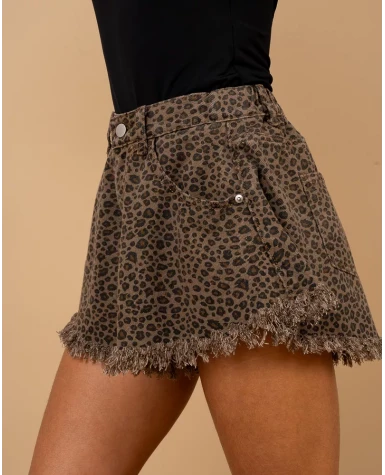 Short léopard franges