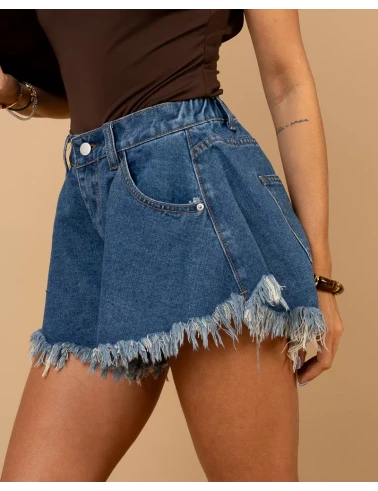 Short jean franges
