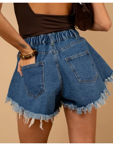 Short jean franges
