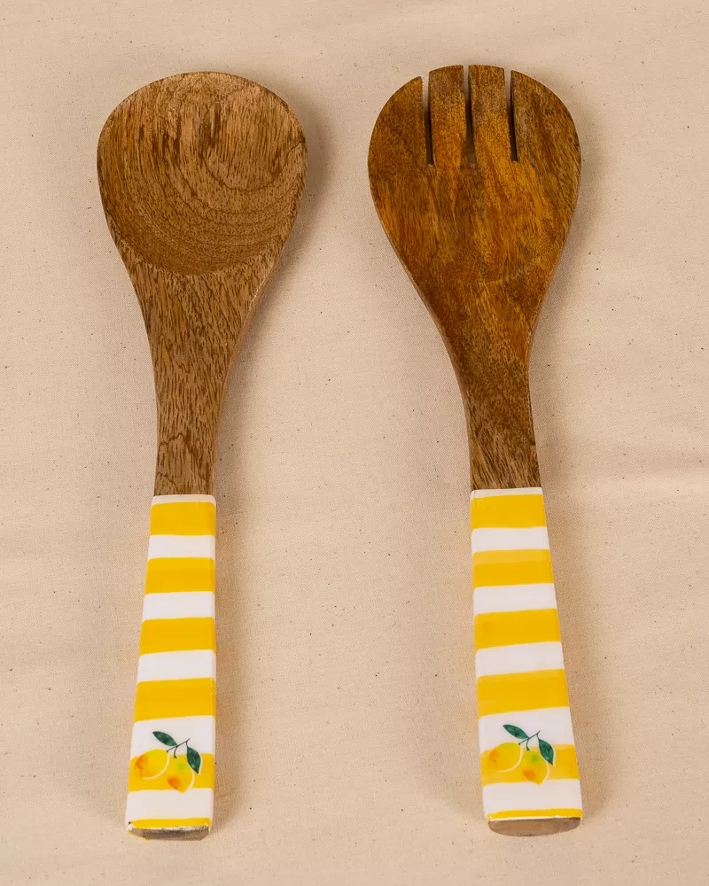 Couverts à salade jaune