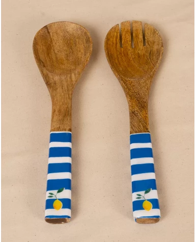 Couverts à salade bleu