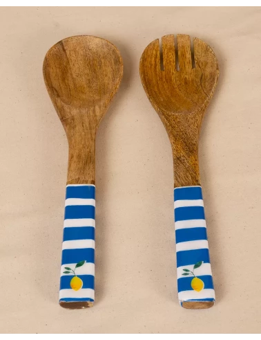 Couverts à salade bleu