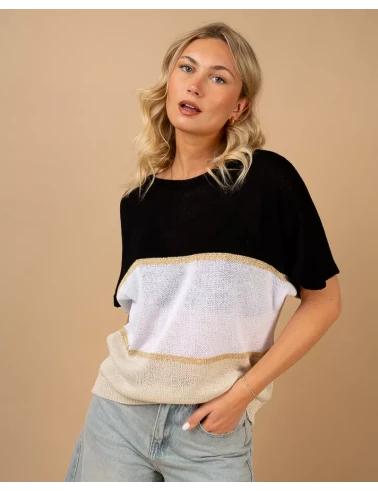 Top maille rayé
