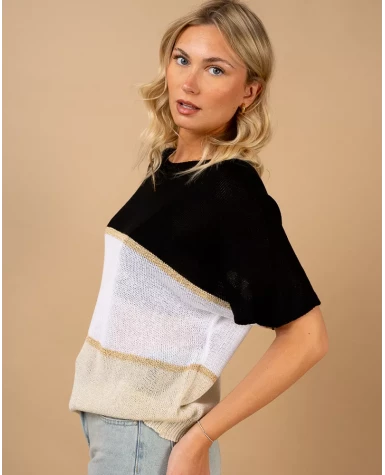 Top maille rayé
