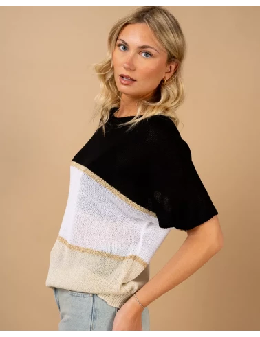 Top maille rayé