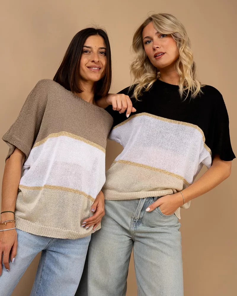 Top maille rayé