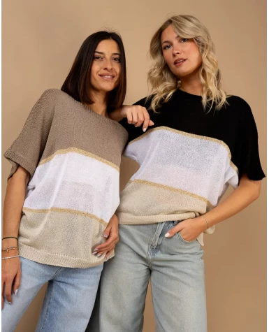 Top maille rayé
