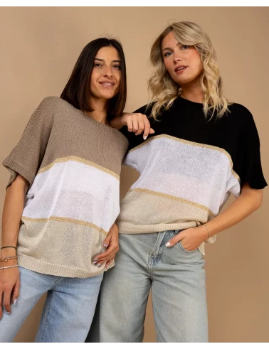 Top maille rayé