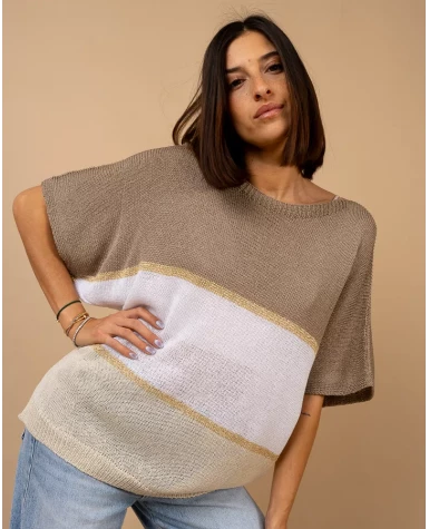Top maille rayé