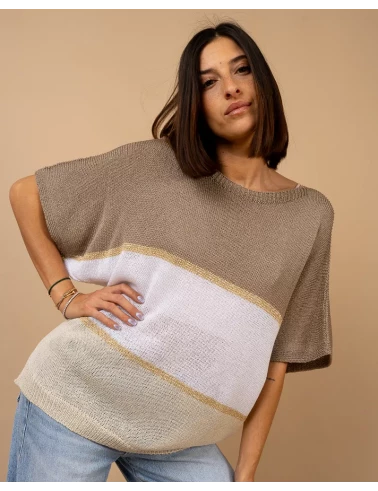 Top maille rayé